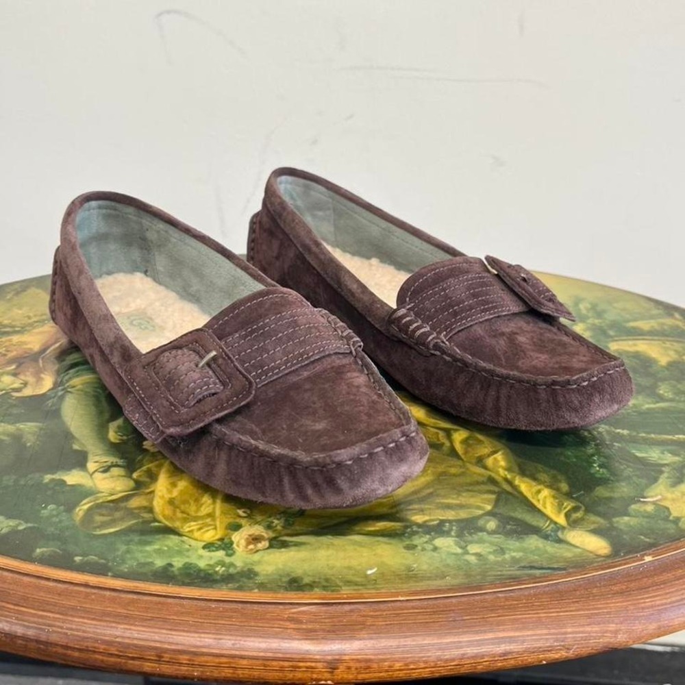 UGG Brown Suede Loafers with Buckle Detail size US7/UK38